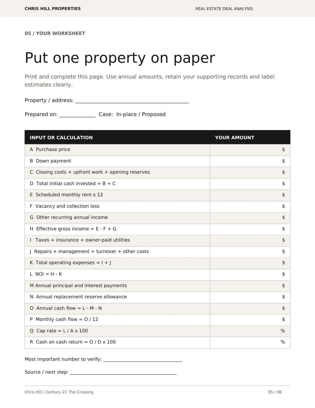Printable property worksheet from page 5 of the PDF guide